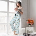 thumbnail image 5 of Salouo Bee Flower Print Women's Pajama Pants Casual Loose Sweatpants PJs Flowy Pants Drawstring Palazzo for Women Wide Leg Pants Lounge Pajama -X-Large, 5 of 8