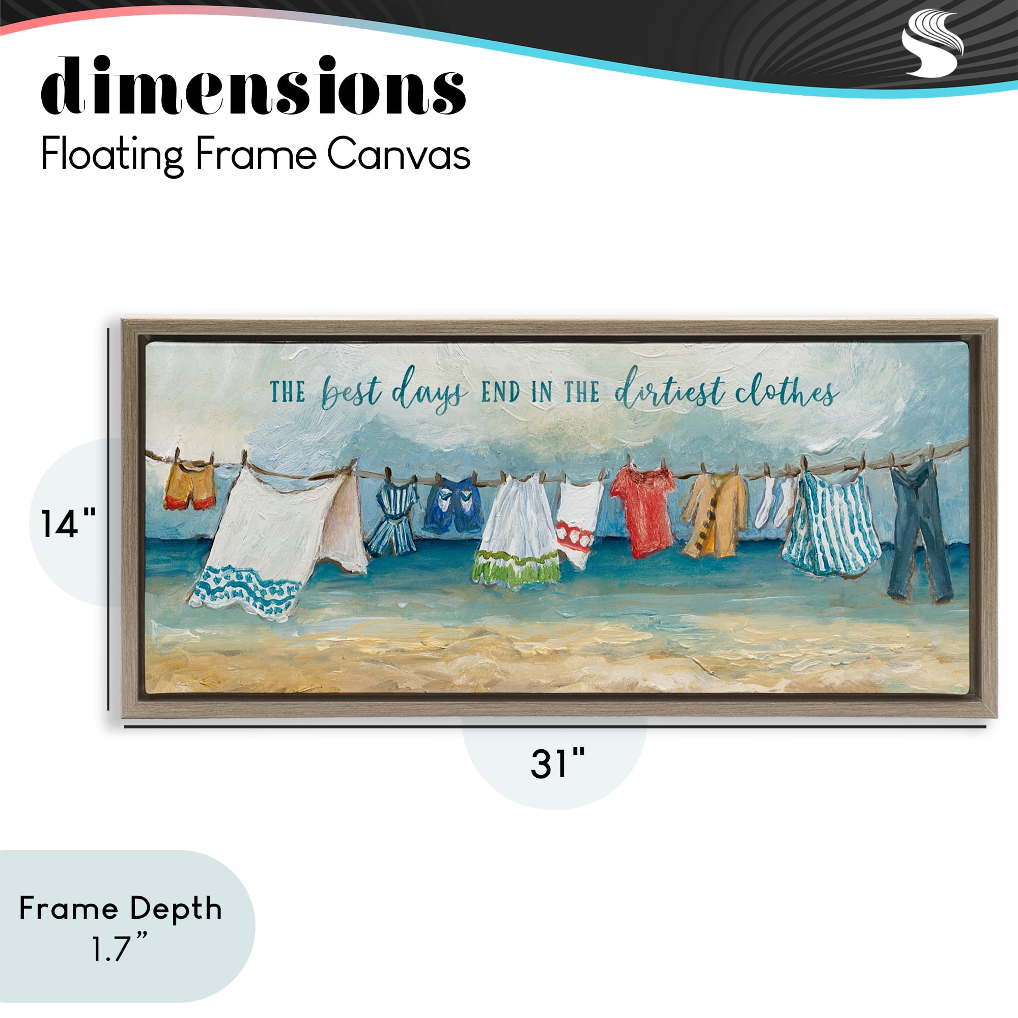 Stupell Industries Clothesline By The Sea Brown Framed Floater Canvas Wall Art, design by Charlene Olson