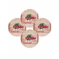 thumbnail image 7 of 13 Inch Round Placemats Set of 4, Christmas Non Slip Heat Insulation PP Table Mats, Xmas Truck Tree Snowflake Red Striped Vintage Washable Place Mats for Kitchen Dining Party Table Decor, 7 of 7