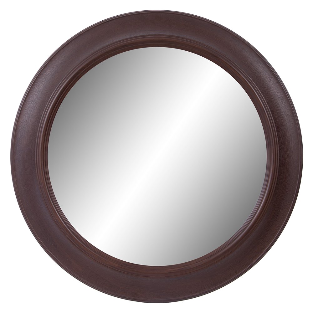 Bronze Woodgrain Round Mirror 30"x30" by Patton Wall Decor Walmart