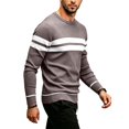 thumbnail image 4 of Men's Sweaters Striped Crew Neck Long Sleeve Loose Fit Soft Cozy Lightweight Pullover Sweater Tops, 4 of 7