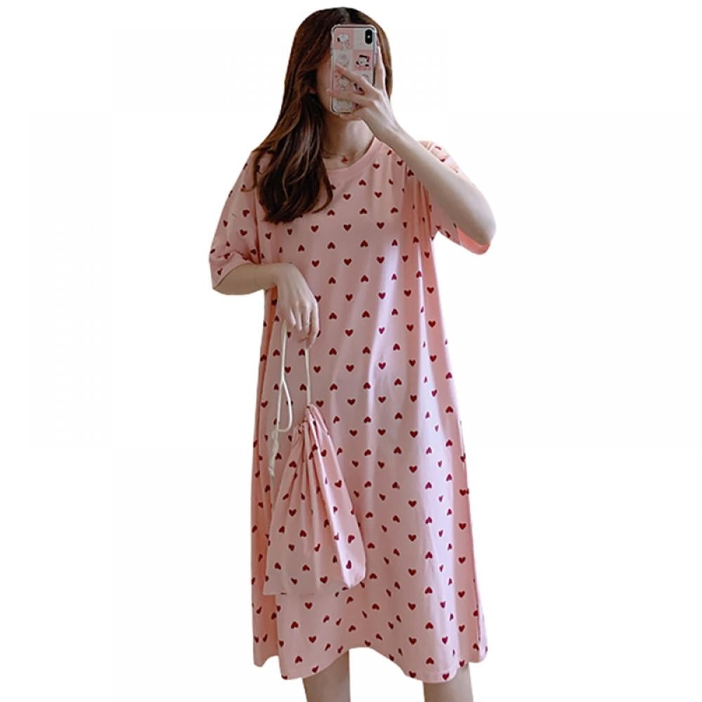 Spring Summer Women Sweet Loose Nightgowns Comfortable Plus Size Sleep