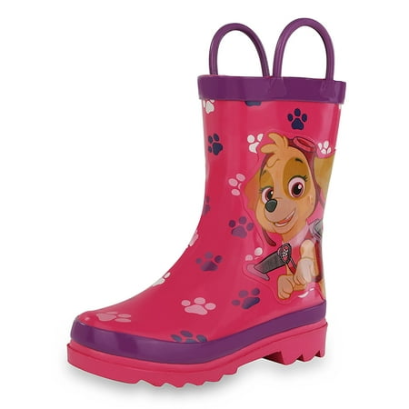 Nickelodeon Kids Girls' Paw Patrol Character Printed Waterproof Easy-On Rubber Rain Boots (Toddler/Little Kids)