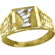 10k Two tone Gold baby for boys or girlsLetter Name Personalized Monogram Initial Y Band Ring Measures 6.6x3.50mm Wide S