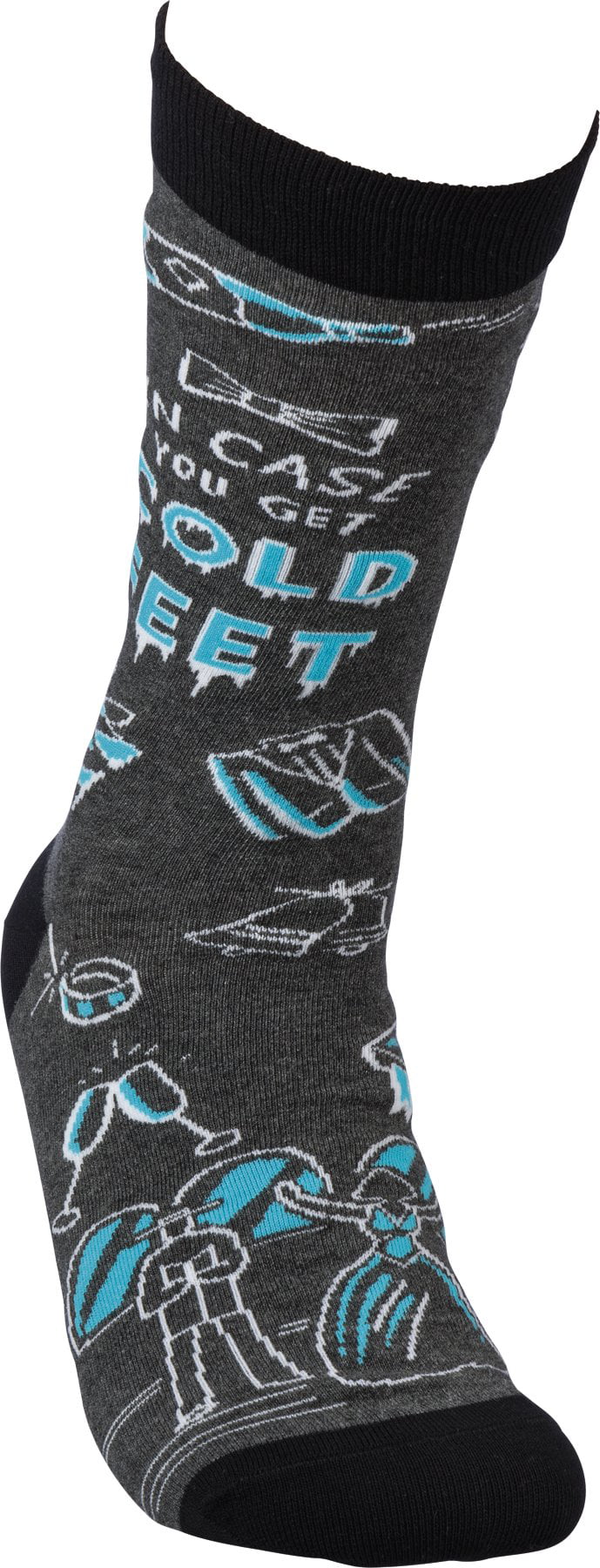 In Case You Get Cold Feet Crew Black Blue Funny Novelty Socks with Coo –  The Bullish Store