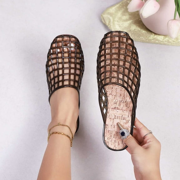 Censtreet Women's Flat Sandals Fashion Slides With Soft Leather Slippers for Summer