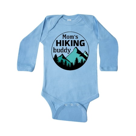 

Inktastic Mom s Hiking Buddy with Mountains and Trees Gift Baby Boy or Baby Girl Long Sleeve Bodysuit