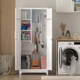 thumbnail image 7 of Marcree 73" Metal Storage Cabinet with Lockable Doors, Functional Garage Storage Cabinets, Heavy-Duty Tool Organization Cabinet with Hanging Rod & S-Hooks, White, 7 of 7