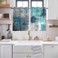 thumbnail image 2 of Teal Grey Kitchen Curtains Short 45 Inch Length, Modern Oil Painted Abstract Art Aesthetics Grommet Top Bedroom Living Room Curtains, Light Filtering Cafe Curtain Drapes 2 Panels Set 84''x45'', 2 of 9