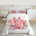 thumbnail image 3 of Manfei Princess Castle Bedding Comforter Set,Fairy Tale Theme Twin Comforter Sets,Romantic Flower Pink White Bedding Set For Gir Kids,Ultra Soft Home Decor Reversible,2 Pieces, 3 of 9