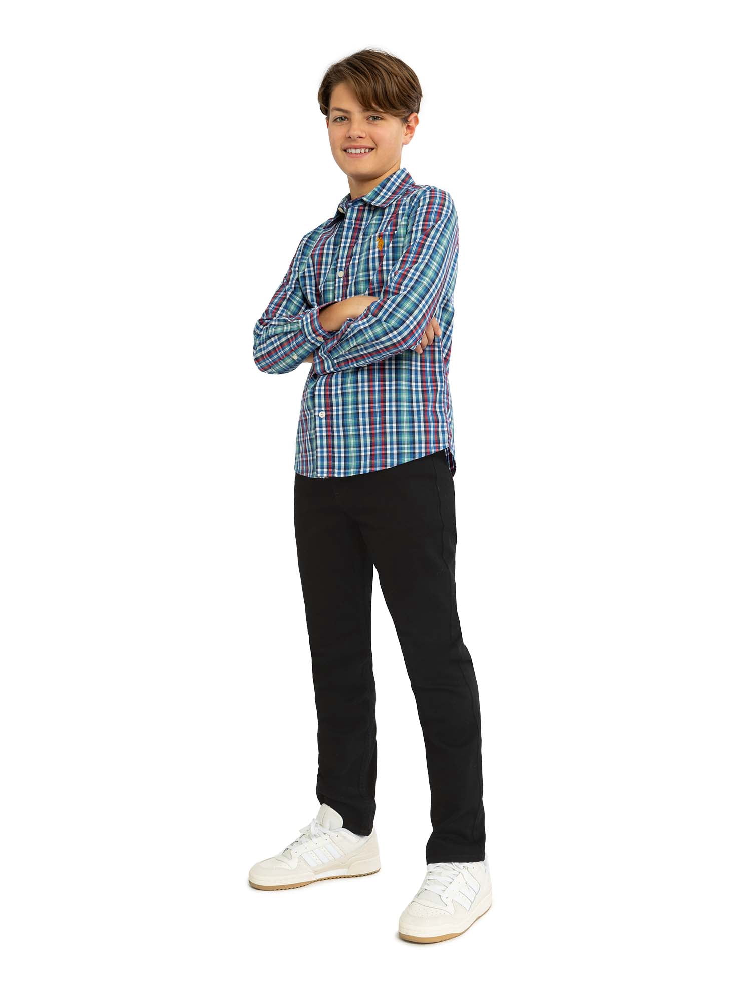 U.S. Polo Assn. Boys Long Sleeve Button Down Tops, Sizes 4-18