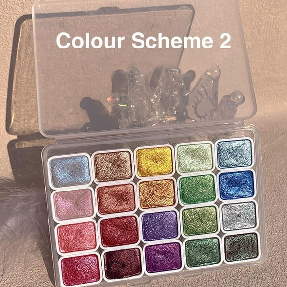 B 20-Color Pearl Solid Watercolor Paint Set, Non-Toxic For Artists And Beginners, Easy To Reactivate With Water For Painting