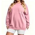 thumbnail image 5 of Women's Plus Size Crewneck Sweatshirt Oversized Long Sleeve Pullover with Chest Pocket Casual Fleece Top for Fall Winter Daily Wear, 5 of 9