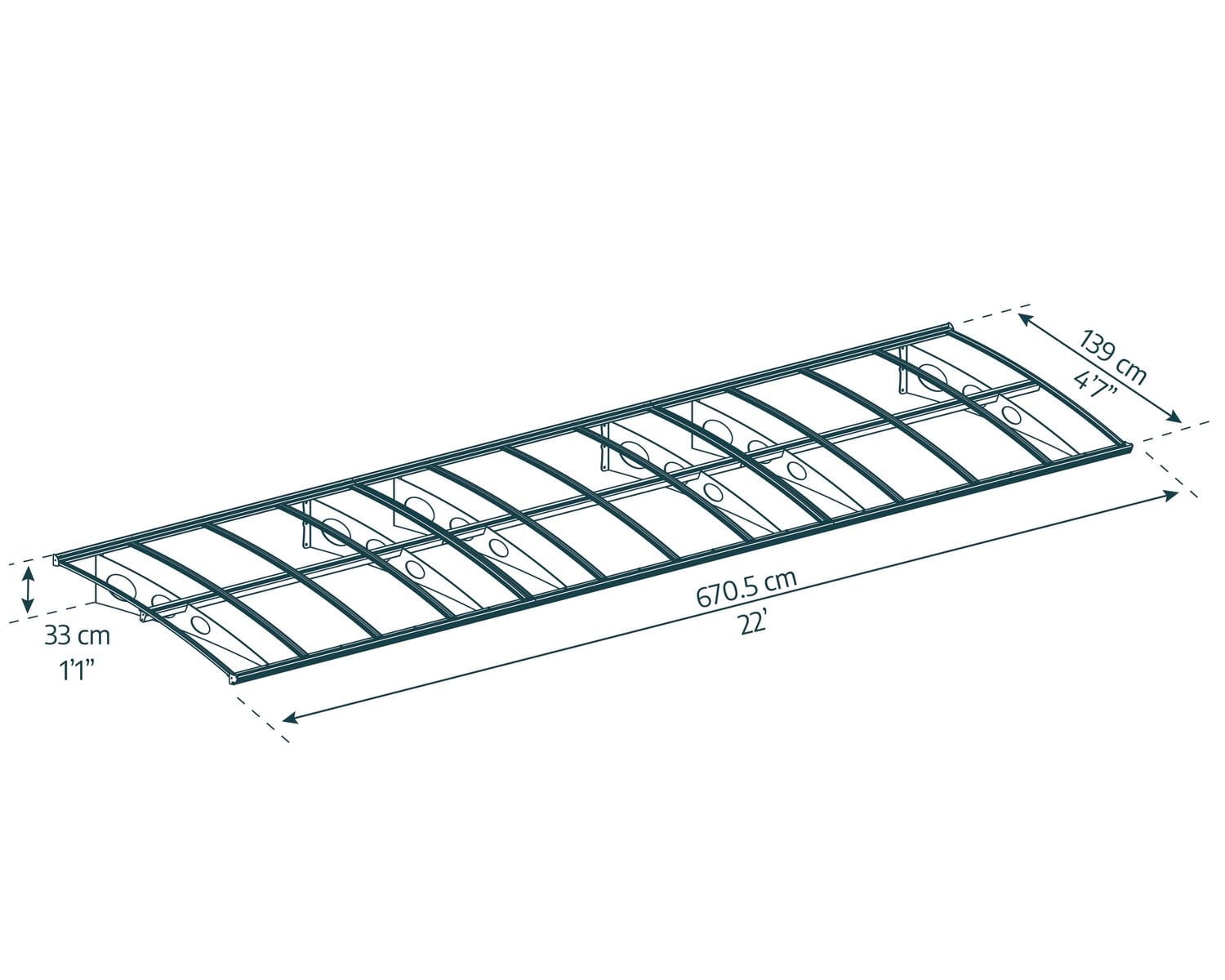 CANOPIA by PALRAM Herald 5 ft. x 22 ft. Door and Window Fixed Awning - Grey