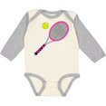 thumbnail image 3 of Inktastic Pink Tennis Racket and Ball Boys or Girls Long Sleeve Baby Bodysuit, 3 of 5