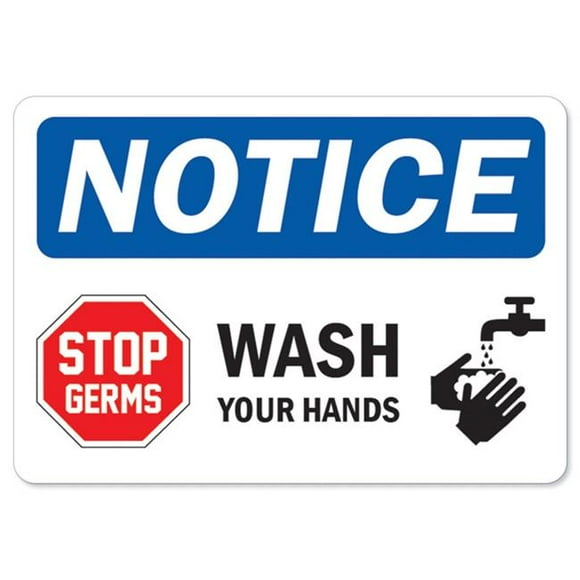 SignMission OS-NS-A-1218-25563 OSHA Notice Sign - Stop Germs