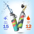 thumbnail image 2 of 29oz Insulated Water Bottle with Tea Infuser, Stainless Steel Travel Mug, Watercolor Splatter Painting Print, 2 of 6
