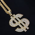 thumbnail image 4 of Big Crystal Dollar Sign Crystal Stones Anti-Tarnish Necklace Pendant Jewelry 460-DS, 4 of 4