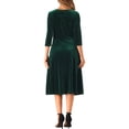 thumbnail image 3 of INSPIRE CHIC Velevet Dresses for Women's Crewneck 3/4 Sleeve Party a Line Dress, 3 of 5