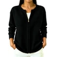 thumbnail image 5 of longantii Waffle Knit Zip Up Cardigan for Women Long Sleeve Full Zip Crew Neck Jacket With Side Pockets Lightweight Casual Fall Outerwear Coat, 5 of 5