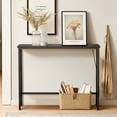 thumbnail image 6 of 39.4" Narrow Console Sofa Table - Oak Wood & Black Metal, Adjustable Feet, Stable Metal Frame for Living Room, Behind Sofa, Apartments, Dorms, 6 of 13