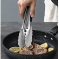 thumbnail image 4 of Pinzas de cocina de acero inoxidable para barbacoa, mango de silicona resistente al calor, pinzas de metal bloqueables, mango antideslizante, 23 cm y 30,5 cm (negro), 4 of 4
