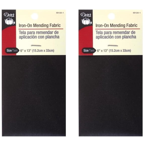 Dritz Iron-On Mending Fabric Black 6"x13", 2-pack