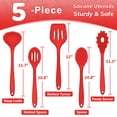 thumbnail image 7 of Walchoice 5 Pcs Silicone Cooking Utensils Set, Heat-Resistant Kitchen Utensils Set, Food-Grade Kitchen Tools, Soup Ladle, Slotted Spoon, Slotted Turner, Spoon, Pasta Server - Red, 7 of 7
