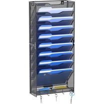 10 Tier Hanging Wall File Organizer Wall Mount Paper Document Folder Holder with Hooks for Home Office Organization