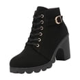 thumbnail image 3 of Tqyyweavej Women's Short Ankle Boots Side Zipper Arch Support Round Toe Booties Versatile Solid Color Mid Chunky Block Heel Shoes for Women, 3 of 10