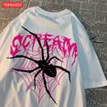 thumbnail image 2 of T-Shirts Décontractés en Coton pour Femmes avec Impression de Toiles d'Araignées Criantes, Hauts Oversize à Col Rond, Manches Courtes Douces, Mode, Vêtements Féminins Bleus TTG, 2 of 6