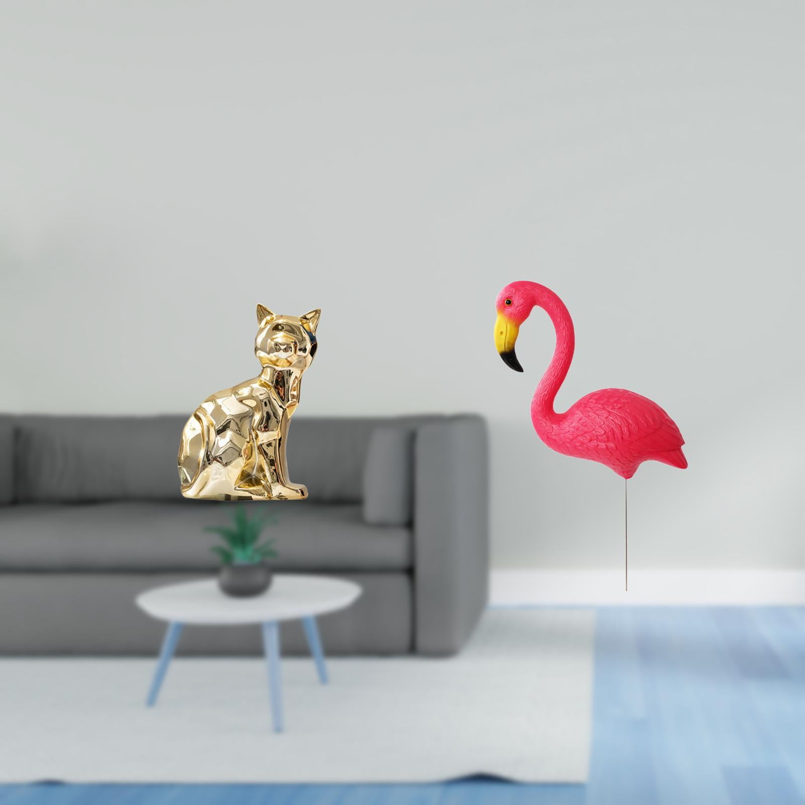 Dualoai Cat Bird Statue Decorative Figurine Animal Sculpture Art Craft Ornament for Fireplace Yard Art Ornament Backyard Fairy Garden Accessories Flamingo Garden Stake Sculpture for Holiday