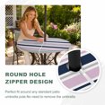 thumbnail image 4 of Round Outdoor Tablecloth with Umbrella Hole and Zipper, Pink Grey Striped Tablecloth with Elastic Waterproof, Farmhouse Stripes Modern Abstract Art Patio Table Covers for 31" - 35" Pool Tables, 4 of 9