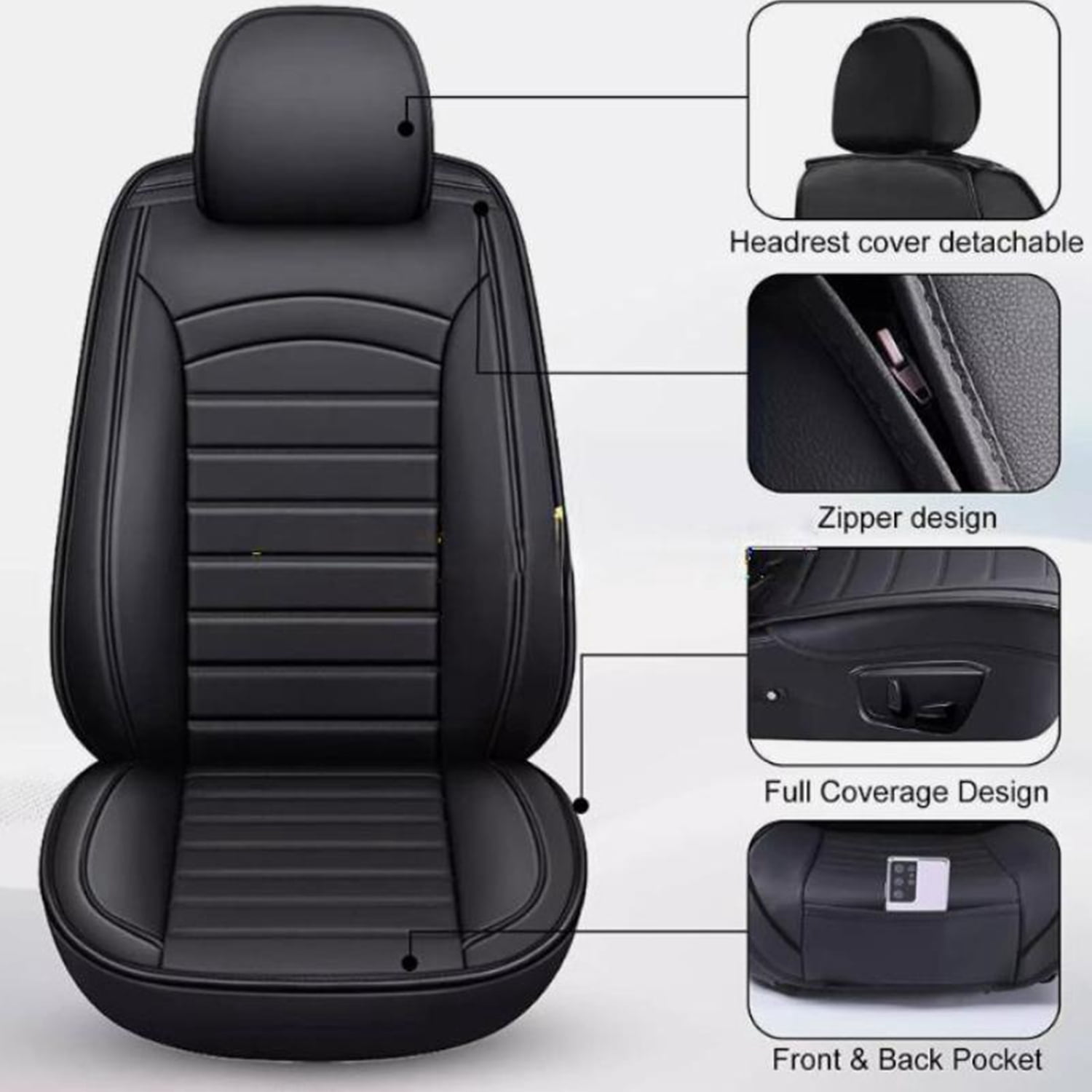 Seat Cover for Toyota RAV4 2013-2026: Car Seat Covers Full Set Waterproof Faux Leather Seat Cover Cushion Protector (Black)