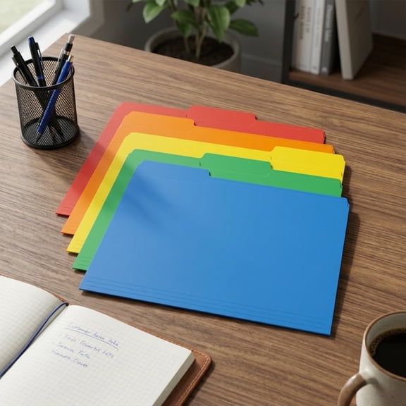 15 Pack Colored Manila File Folders, Letter Size 8.5 x 11 Inch, 1/3 Cut Tab Document Folders, 5 Assorted Colors for Home Office School Organization