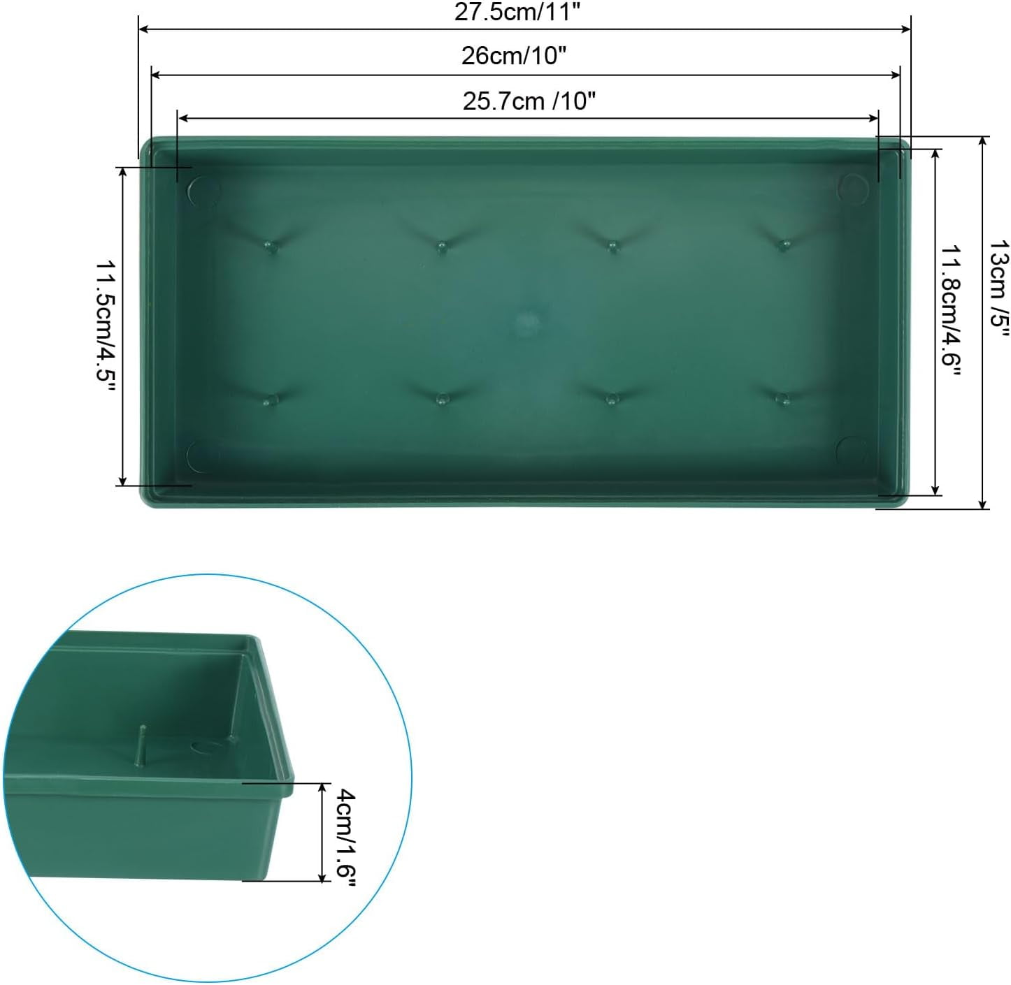 ABCISI Floral Centerpiece Trays, 3 Pcs 11" Plastic Design Bowl Flower Arrangement Base for Party/Wedding Decorating, Rectangular Flower Foam Holder Box, Green