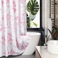 thumbnail image 5 of Pink and White Floral Shower Curtain Aesthetic, Plant Spring Light Pink Flower Decorative Shower Curtains for Bathroom 72" W x 72" L, 5 of 7