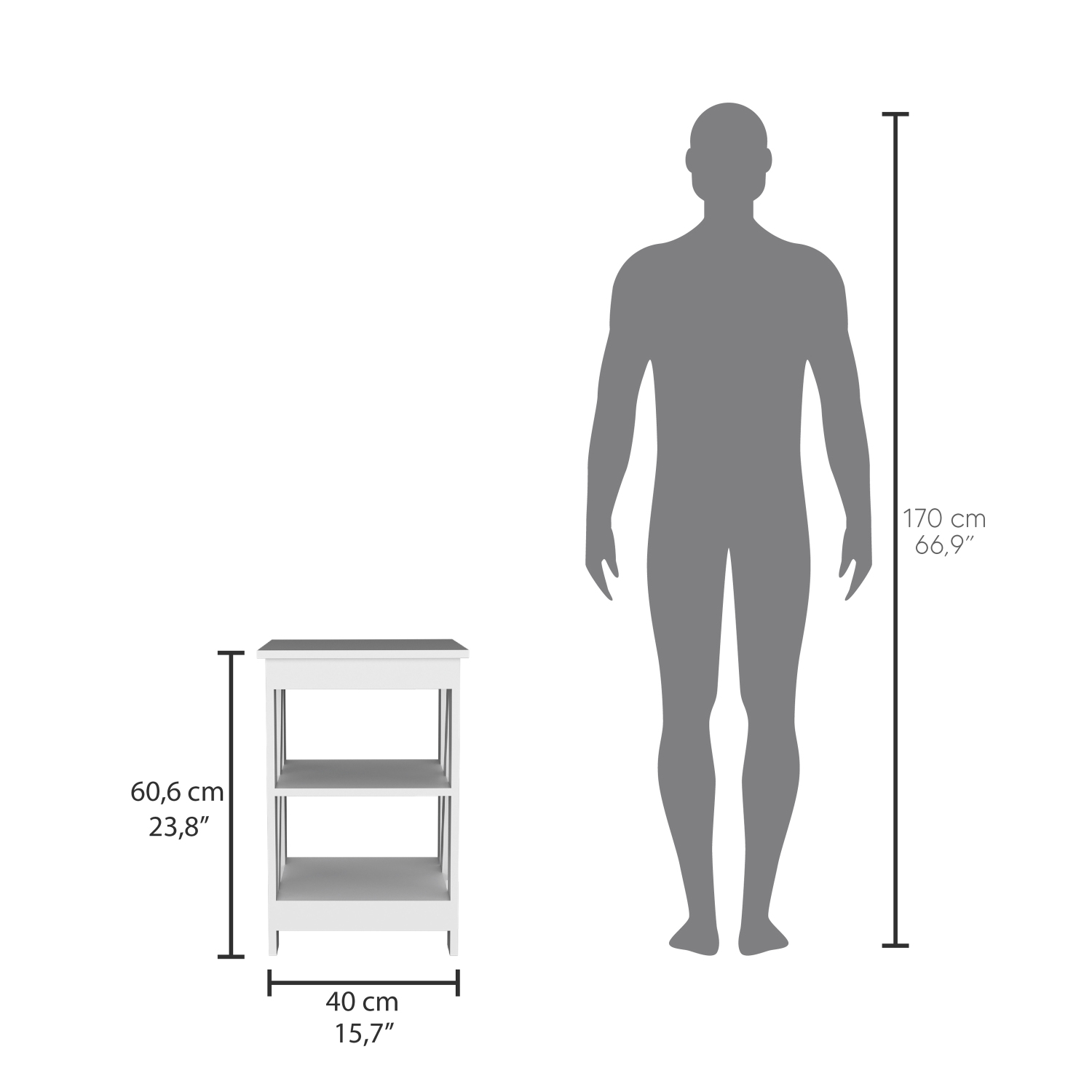 Taylor End Table, Side Table, Nightstand, 3-Tier Storage Shelf, Sofa Table for Small Spaces