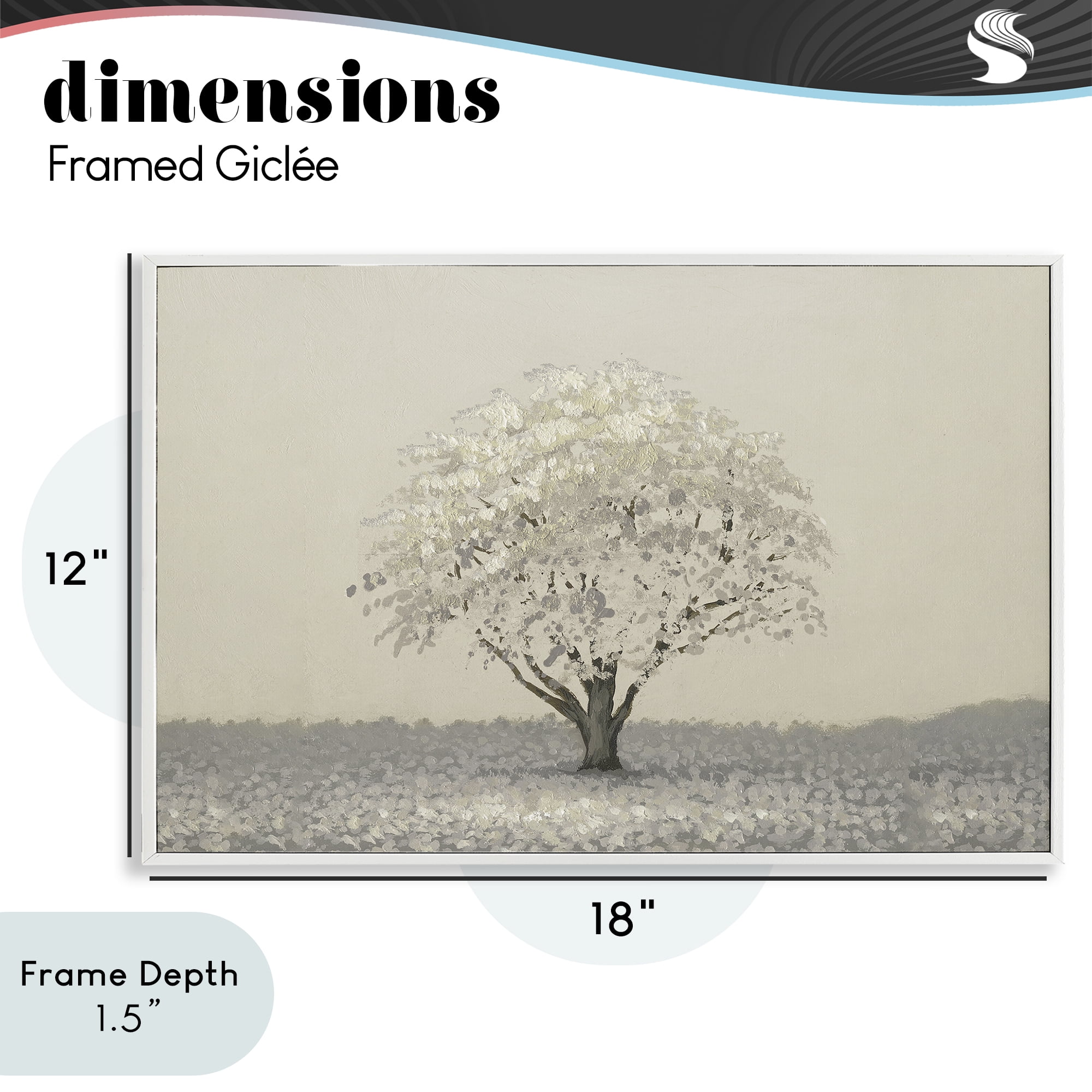 Stupell Industries Neutral Radiance Tree White Framed Giclee Art, design by Michael Marcon