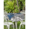 thumbnail image 3 of Outdoor Tablecloth with Umbrella Hole for Patio/Picnic/Party/Camping, Light Gray Starfish Waterproof Table Cloth Round Cover Washable, Coastal Summer Beach Ocean Striped (Dia 60"), 3 of 9