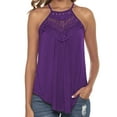 thumbnail image 3 of FZFLZDH Women's Casual Summer Cute Lace Halter Neck Flowy Pleated Workout Sleeveless Tank Tops T-shirts Blouses, 3 of 5