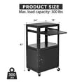 thumbnail image 4 of DWVO 3-Shelf Large AV Cart with Cabinet, 41" Metal Presentation Cart with Keyboard Tray, Adjustable Height Rolling Media Cart with 360° Swivel Wheels and 16.4ft Extra-Long Cord, 2 Locking Brakes, 4 of 6