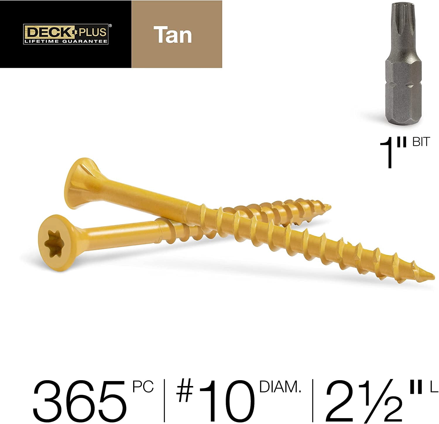 DeckPlus 48416 Tan Deck Screw, Steel - 5lb Box (#10 x 2.5")