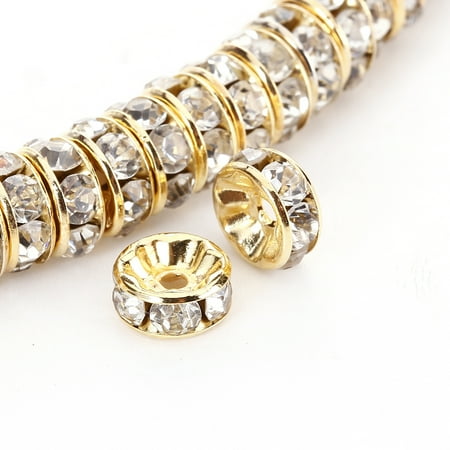 8mm Millefiori Glass - BRCbeads 8mm Gold Plated Crystal Rondelle 100pcs Spacer Beads for jewelery making Clear