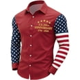 thumbnail image 3 of Havenx Us 250th Anniversary Long Sleeve Shirts for Men American Flag Print Button Down Shirt Collared Polo American 250th Anniversary Casual Tops,Red M, 3 of 3