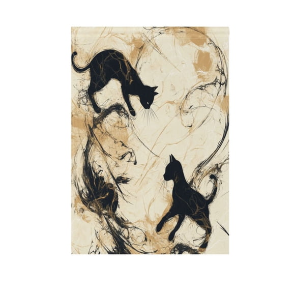 Black Cat in Ink Garden Flag Double Sided Outdoor Banners Yard Flags for Garden Home Holiday Decorations