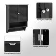 thumbnail image 5 of Giantex Wall Mounted Bathroom Cabinet w/Bar, Medicine Cabinet w/Double Louvered Doors, Storage Cabinet, Black, 5 of 9