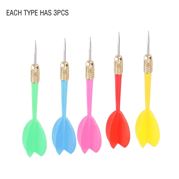 15Pcs Needle Tip Darts Set, Red Yellow Green Purple Blue, Adult, Darts Game, Iron Copper Plated Avex PVC, Functional Needle Tip