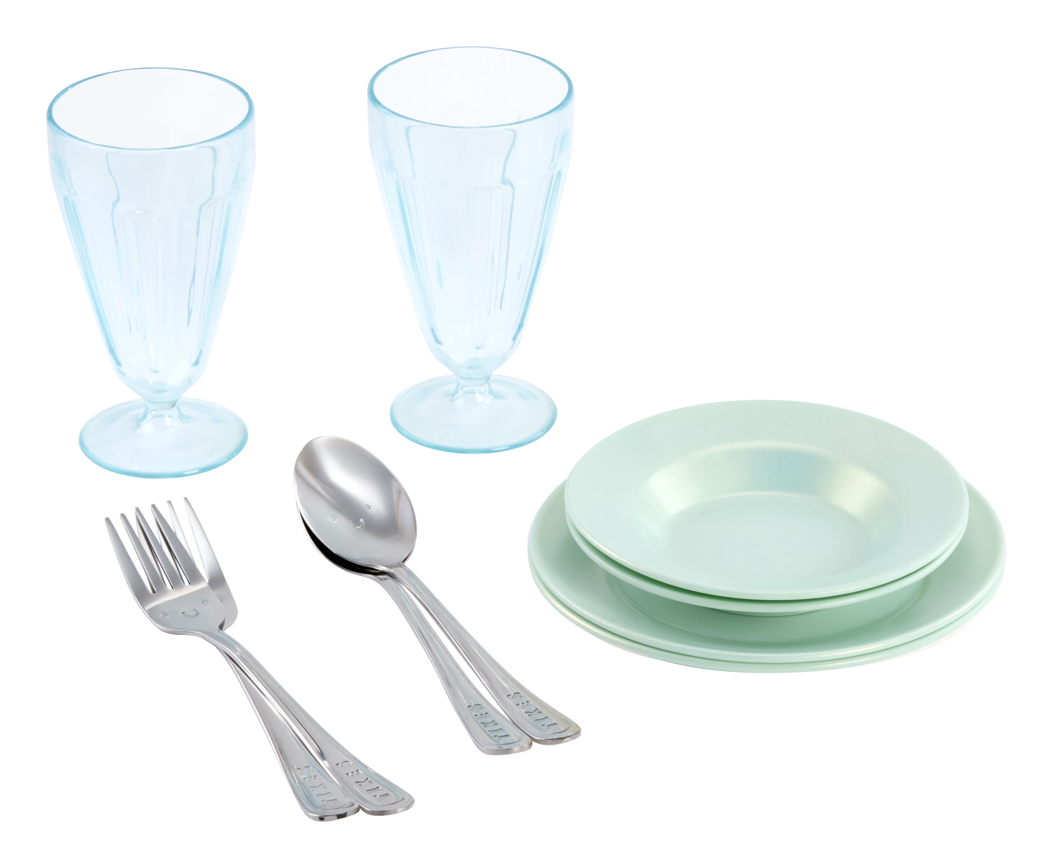 Little Tikes Sweet Spaces Dishware Set, Play Kitchen Cookware, Sea Foam, Ages 3+