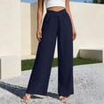 thumbnail image 6 of SwiftWear Women's Cotton Linen Wide Leg Pants with Pockets, Elastic Waist Crossover Casual Trousers Summer Loose Fit Pants, 6 of 6
